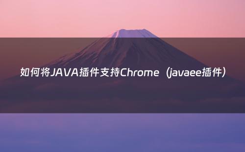 如何将JAVA插件支持Chrome（javaee插件）