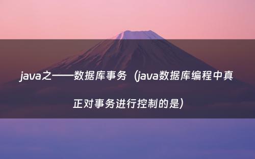java之——数据库事务（java数据库编程中真正对事务进行控制的是）