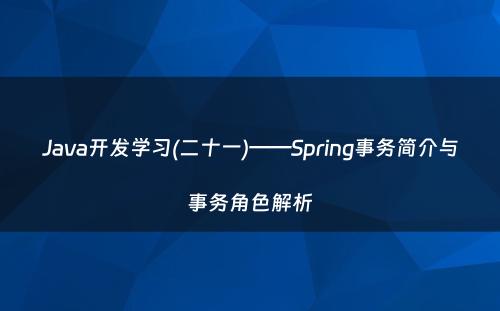 Java开发学习(二十一)——Spring事务简介与事务角色解析