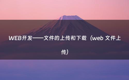 WEB开发——文件的上传和下载（web 文件上传）