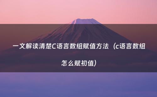 一文解读清楚C语言数组赋值方法（c语言数组怎么赋初值）